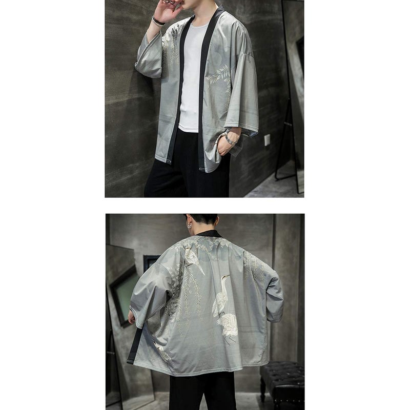 Seidarise Men's Haori Jacket Kimono Cardigan Yukata Noragi Happi Coat - Image 3